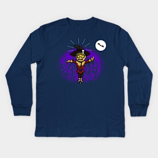 Superhero Vigilante Inspired Funny Scarecrow Pooped By a Bat Kids Long Sleeve T-Shirt